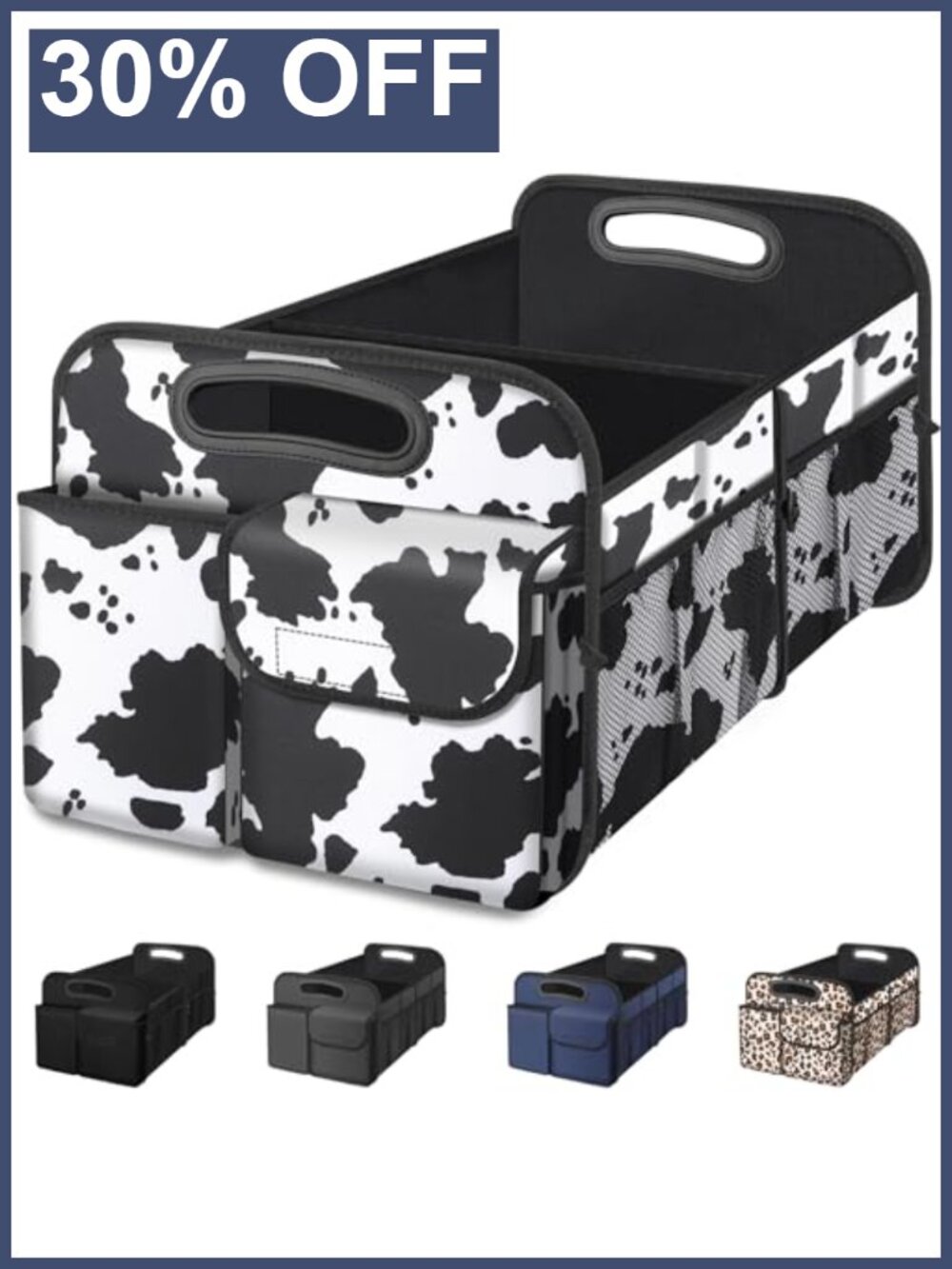 Collapsible Trunk Organizer 52L Waterproof Non-Slip Multi Compartment Car